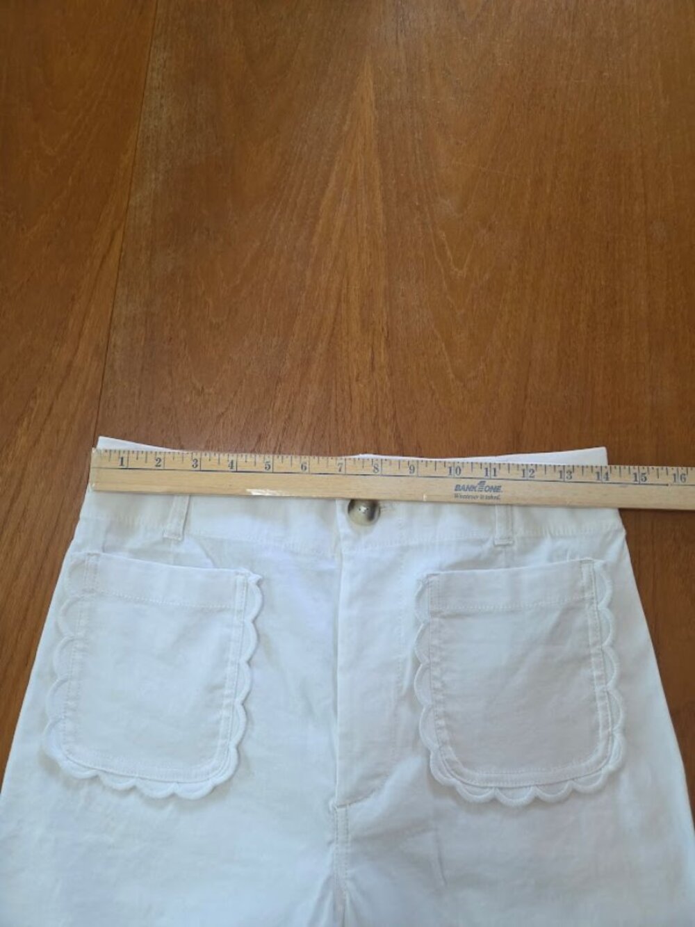 Maeve The Colette Magic Fabric Scallop Pocket Pants Wide Leg High Rise White 28 - Picture 11 of 13